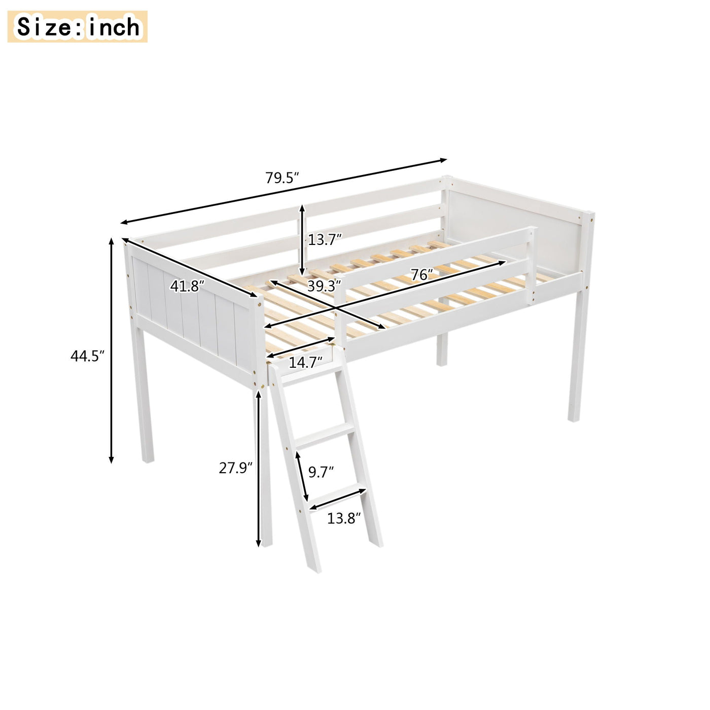 Low Loft Bed With Adjustable Ladder by HouseOfZazla