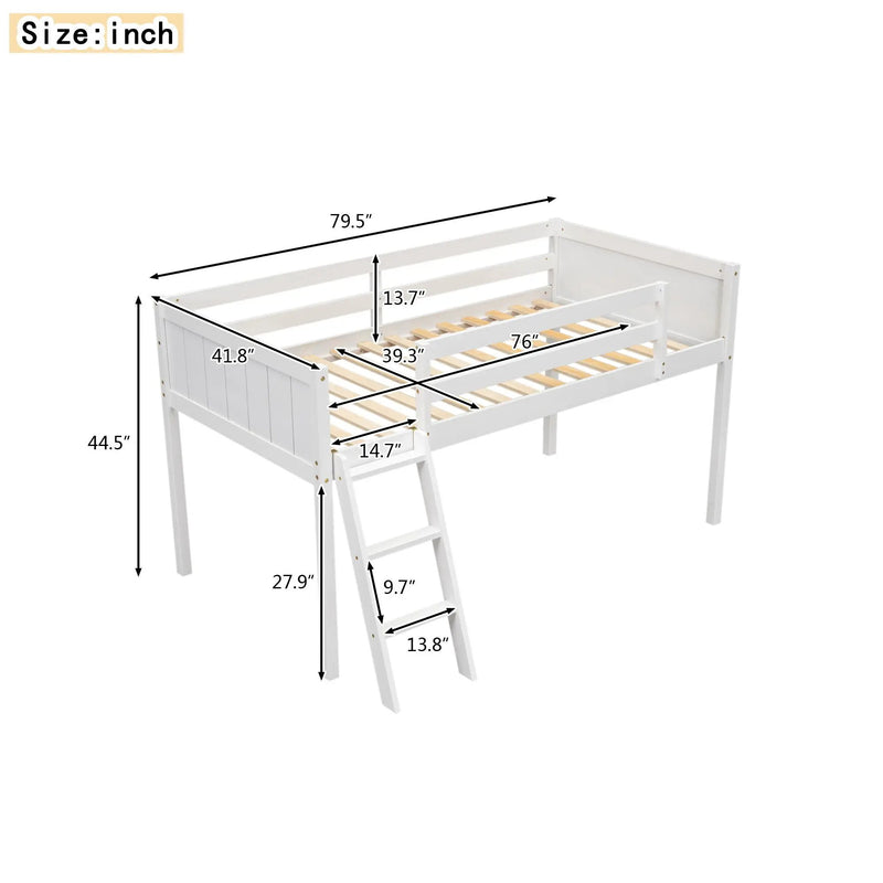 Low Loft Bed With Adjustable Ladder by Unique Piece Furniture