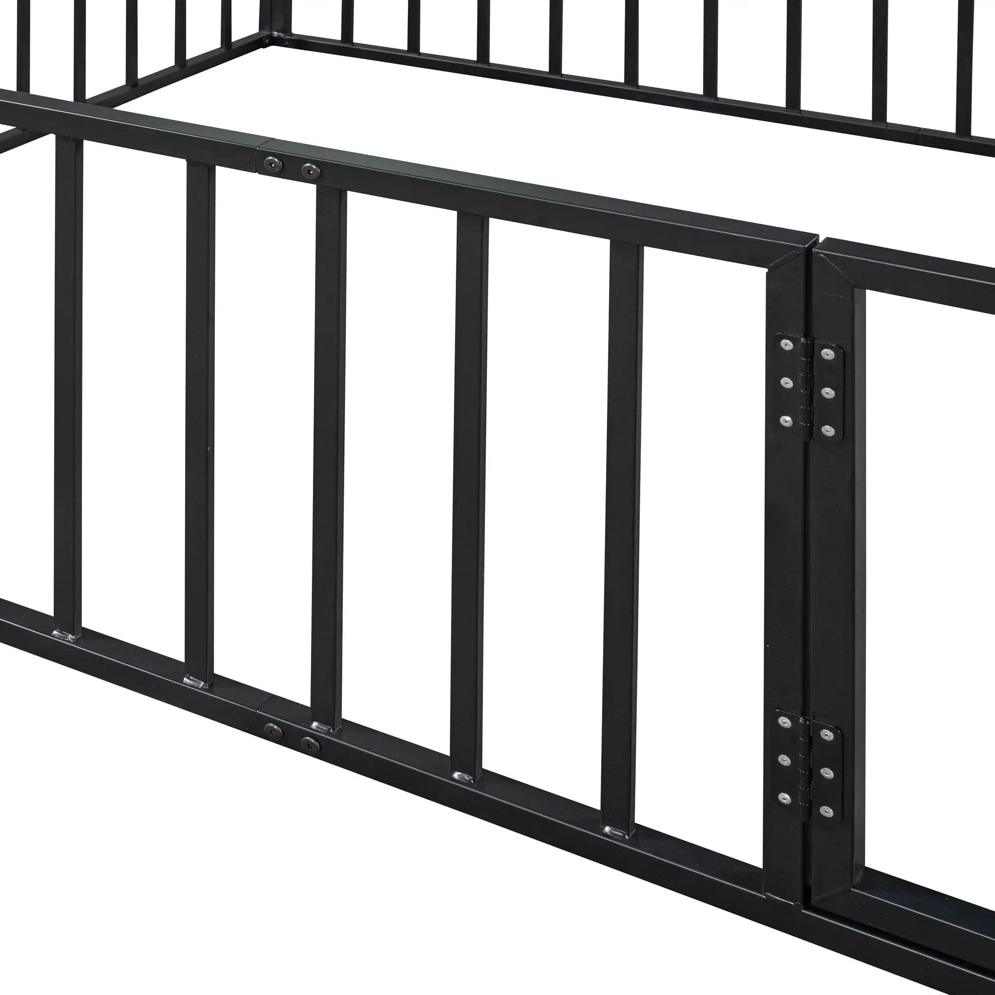 Metal Floor Bed Frame With Fence And Door by HouseOfZazla