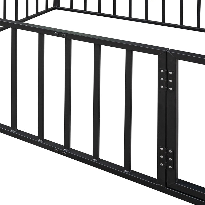Metal Floor Bed Frame With Fence And Door by HouseOfZazla
