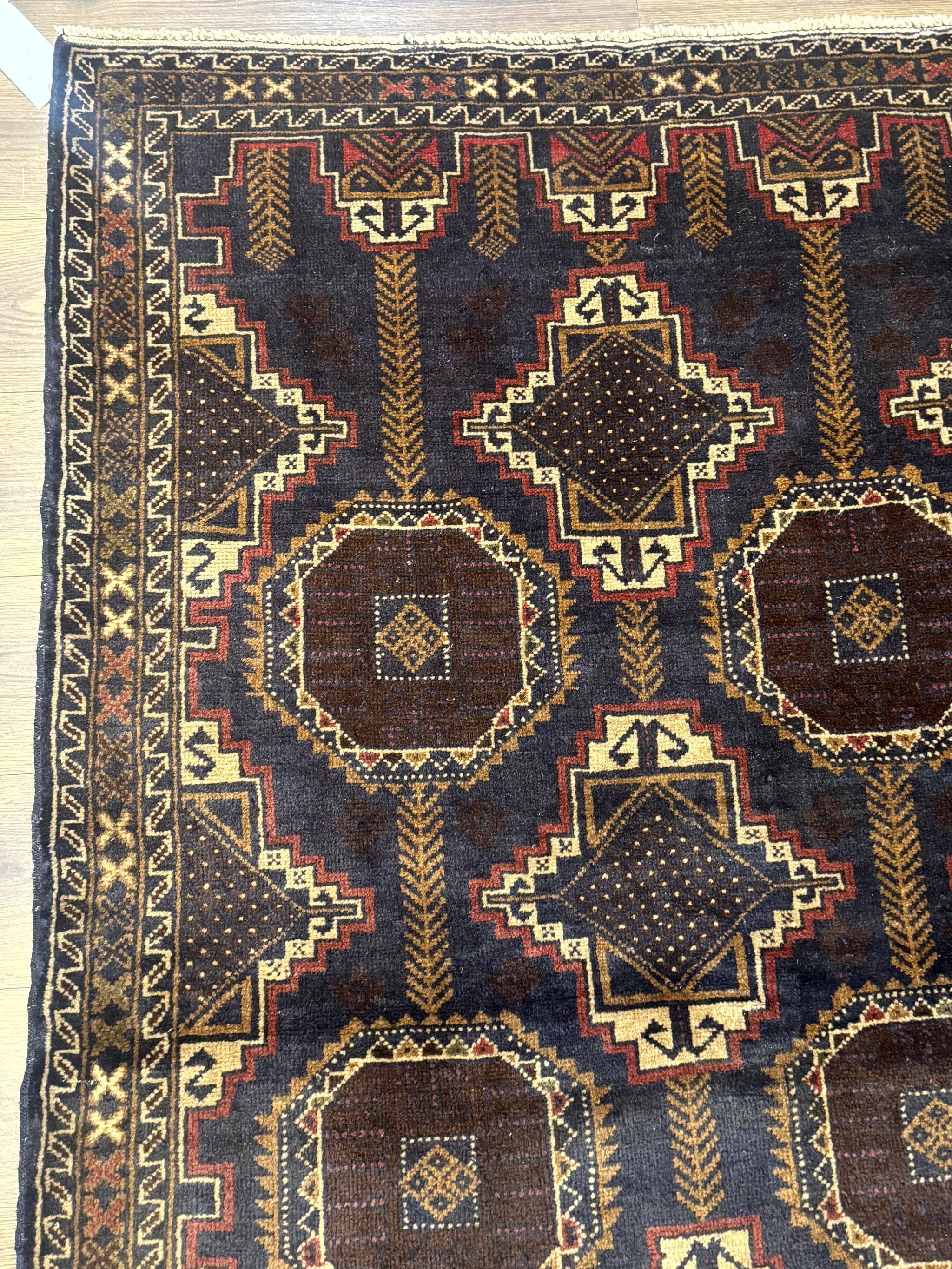 Navy Blue Afghan Balouch Rug 4x6, Handmade, New by Jewel Rugs
