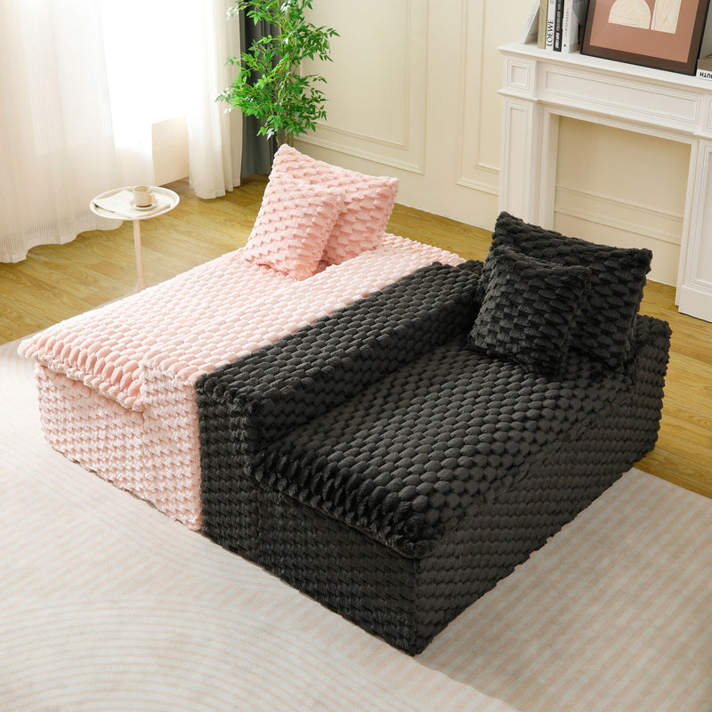 Multifunctional Sofa Pink Black, Fits 4 People by HouseOfZazla