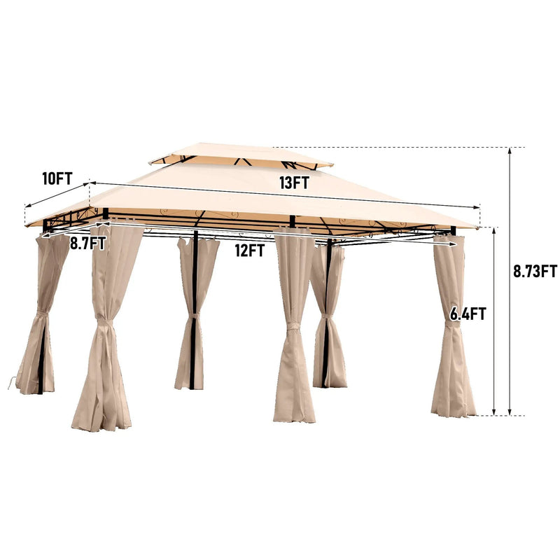Khaki Outdoor Patio Gazebo Canopy Tent with Ventilated Double Roof by HouseOfZazla