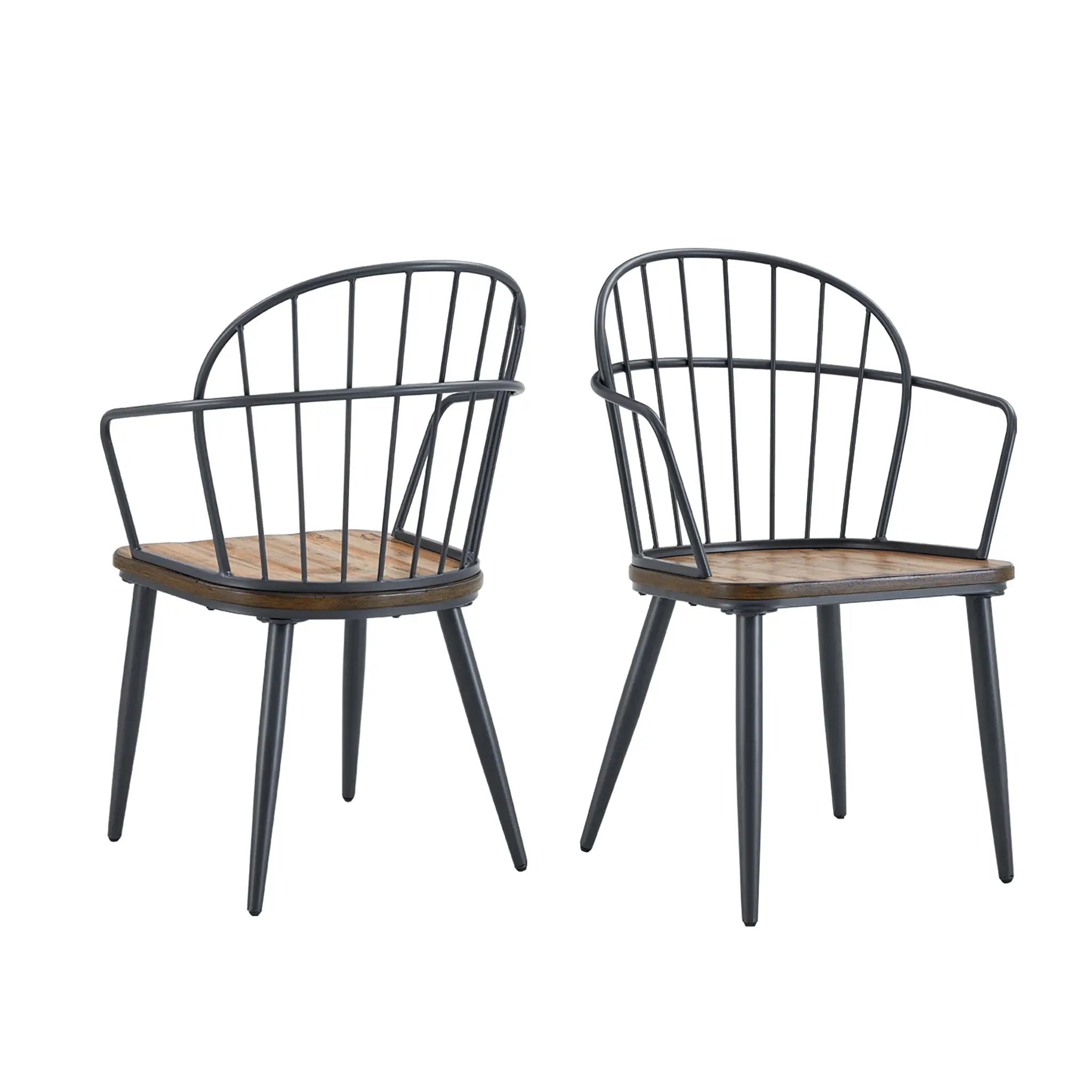 Industrial Inspired Indoor Dining Chair With Metal Legs And Birch (Set of 2) - Black / Natural by HouseOfZazla