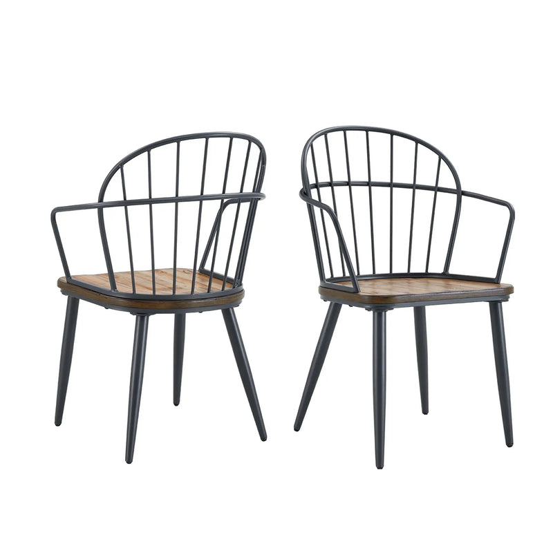 Industrial Inspired Indoor Dining Chair With Metal Legs And Birch (Set of 2) - Black / Natural by HouseOfZazla