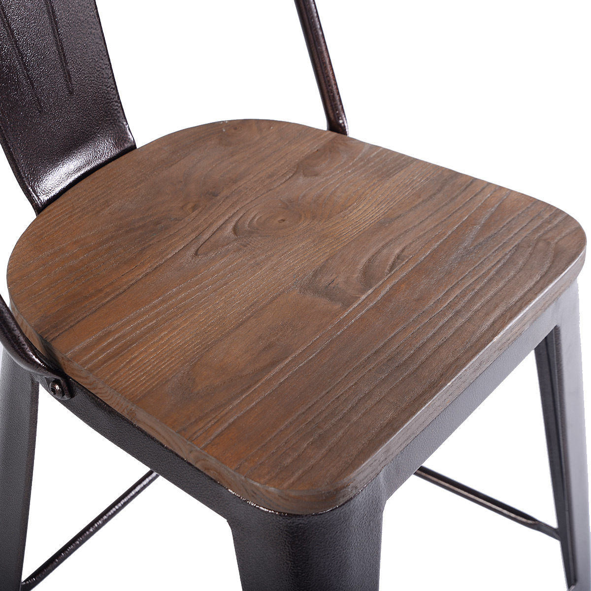 Set of 4 Industrial Metal Counter Stool Dining Chairs with Removable Backrests by DirectDeals