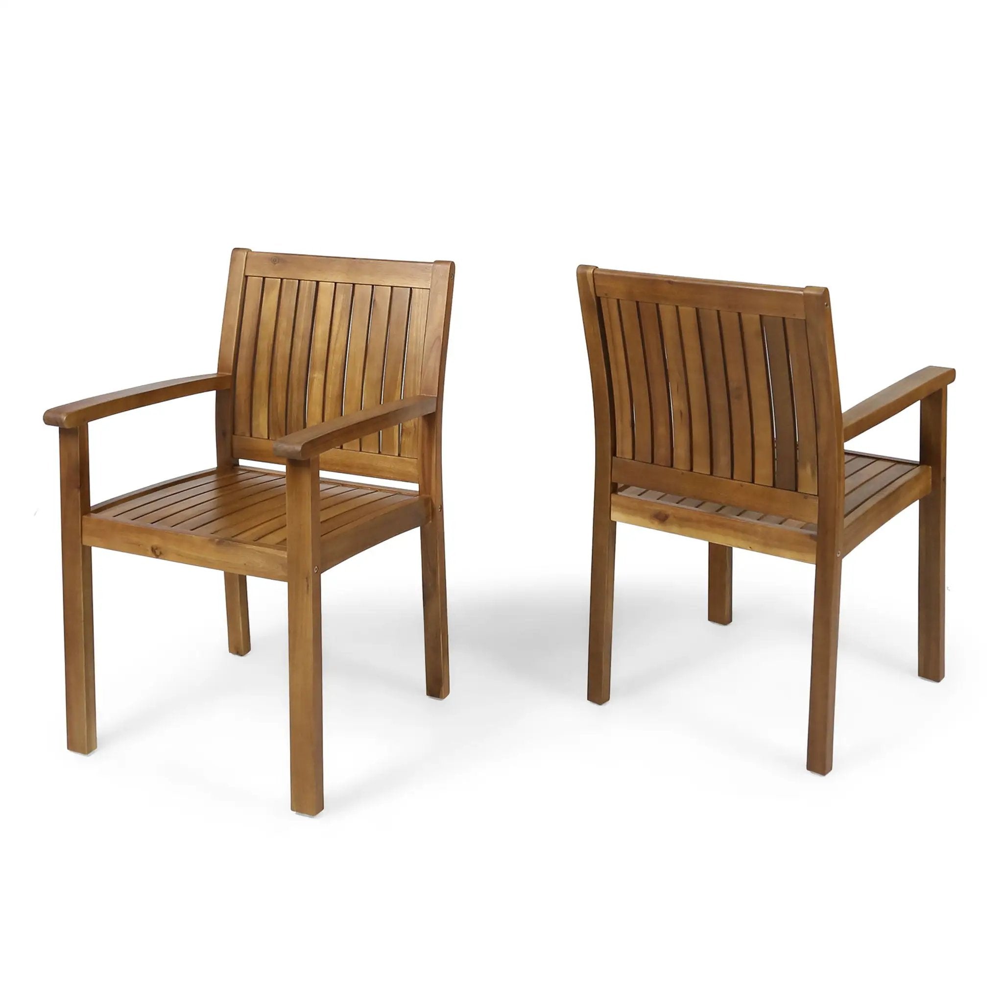 Amethyst Outdoor Dining Chair With Slat Design (Set of 2) - Natural by HouseOfZazla