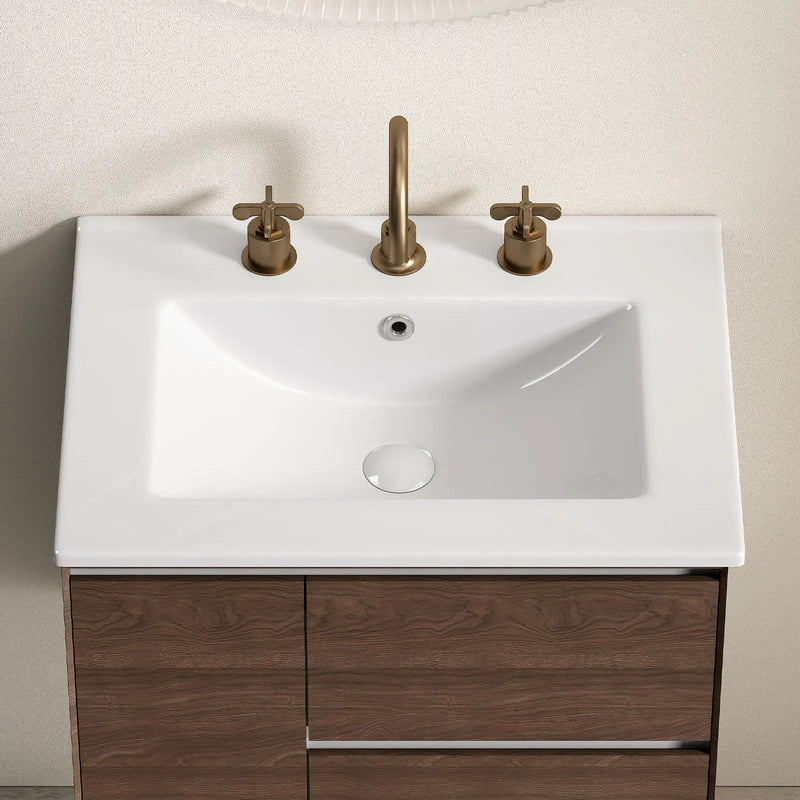 Vessel Sink With 3 Holes, Oval Design For Bathroom - Milk White by HouseOfZazla
