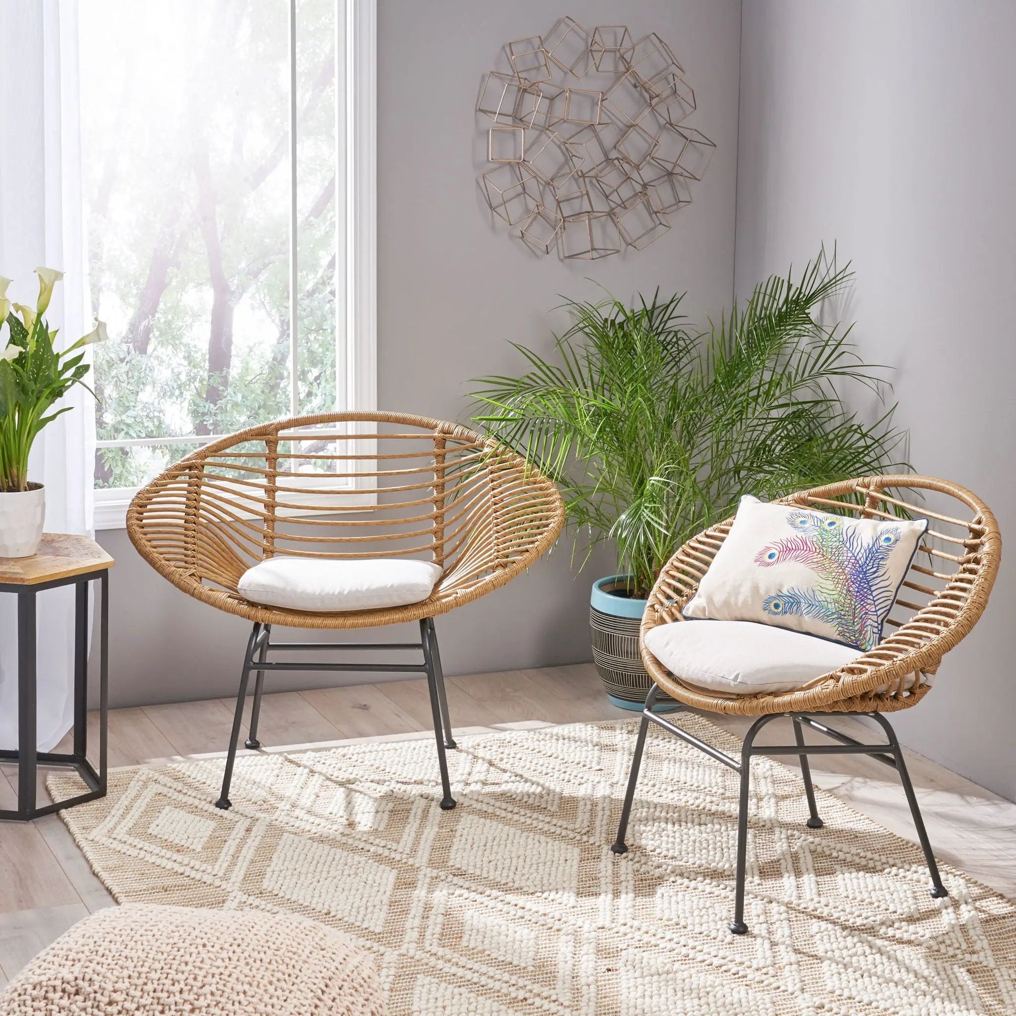 Cordella Outdoor Woven Wicker Chairs with Cushions, Set of 2 by HouseOfZazla