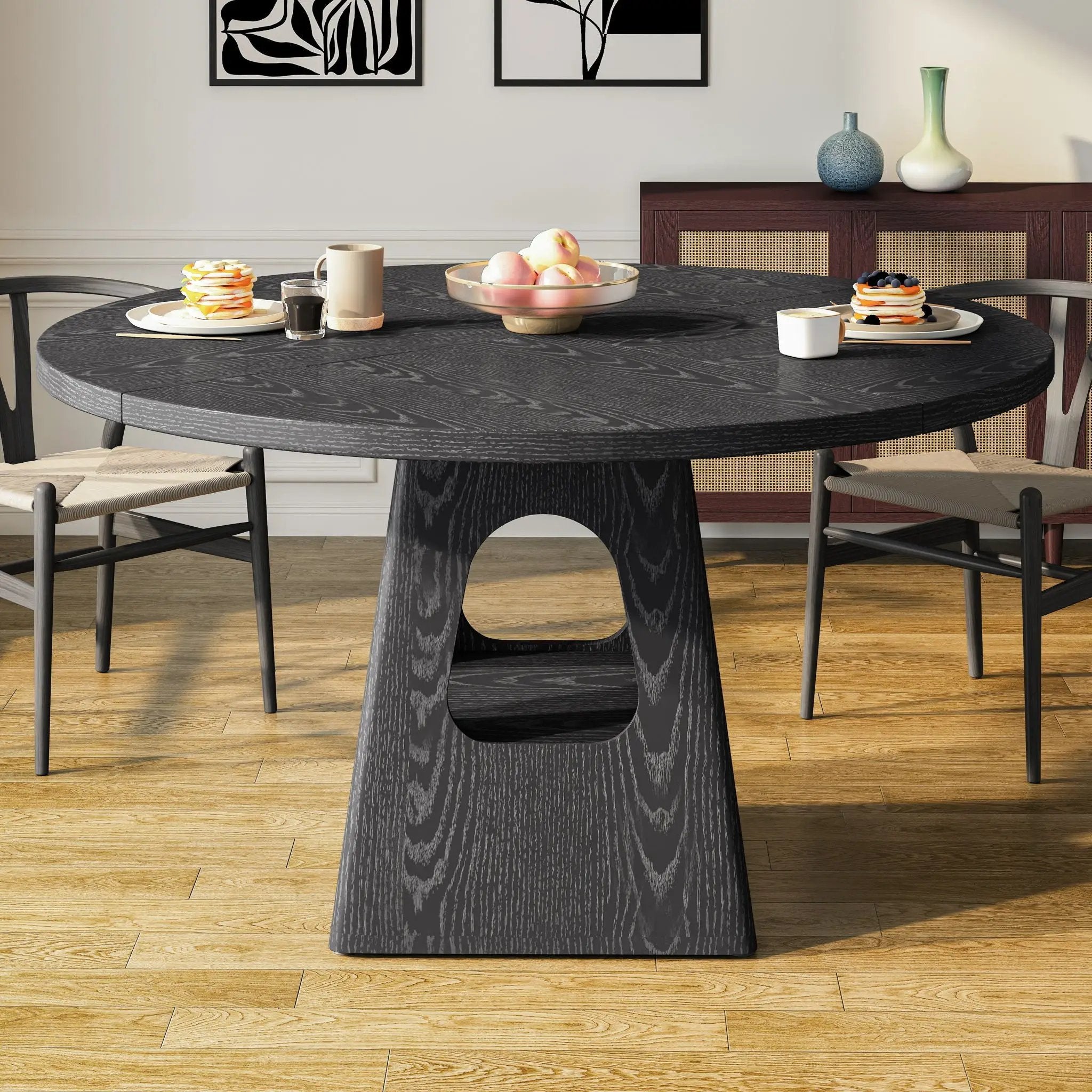 Farmhouse Round Dining Table With Storage Base by Unique Piece Furniture