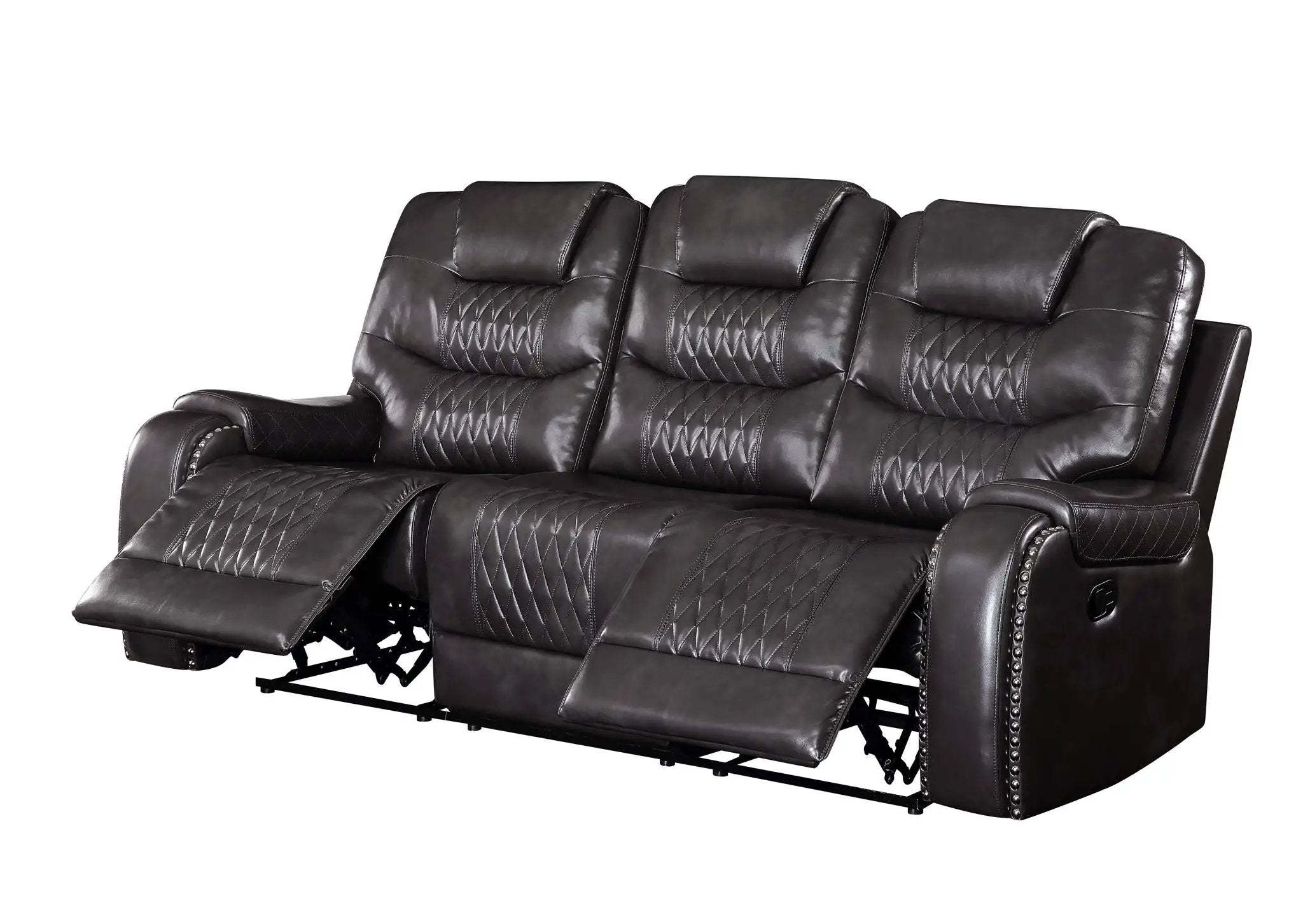 Braylon - Magnetite Synthetic Leather Manual Recliner Sofa - Brown by Unique Piece Furniture
