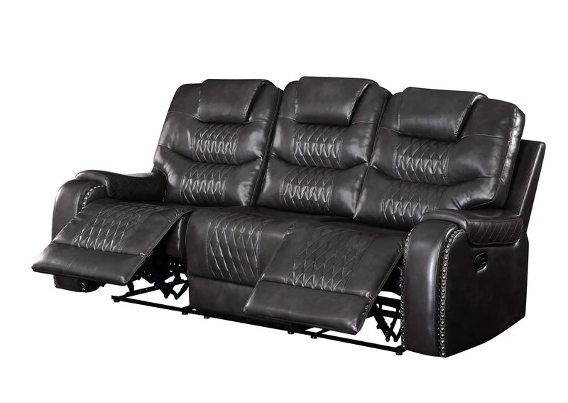 Braylon - Magnetite Synthetic Leather Manual Recliner Sofa - Brown by Unique Piece Furniture