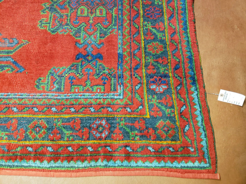 7x11 Turkish Oushak Rug, Vintage Red & Blue Oriental Carpet, Hand Knotted Wool Area Rug 7 x 11, Turkish Sparta Rug, Antique Turkish Rug Nice by Jewel Rugs