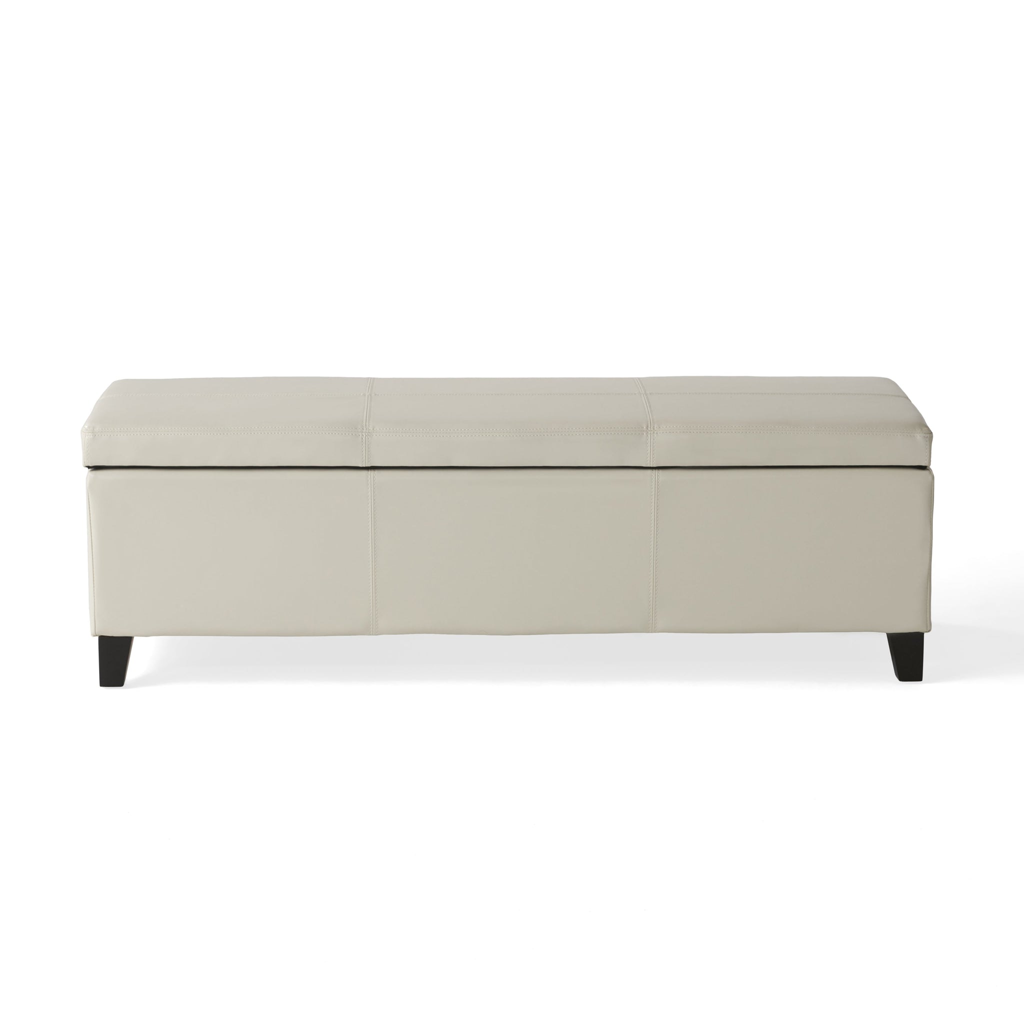 Upholstered PU Leather Storage Ottoman with Solid Wooden Legs by HouseOfZazla