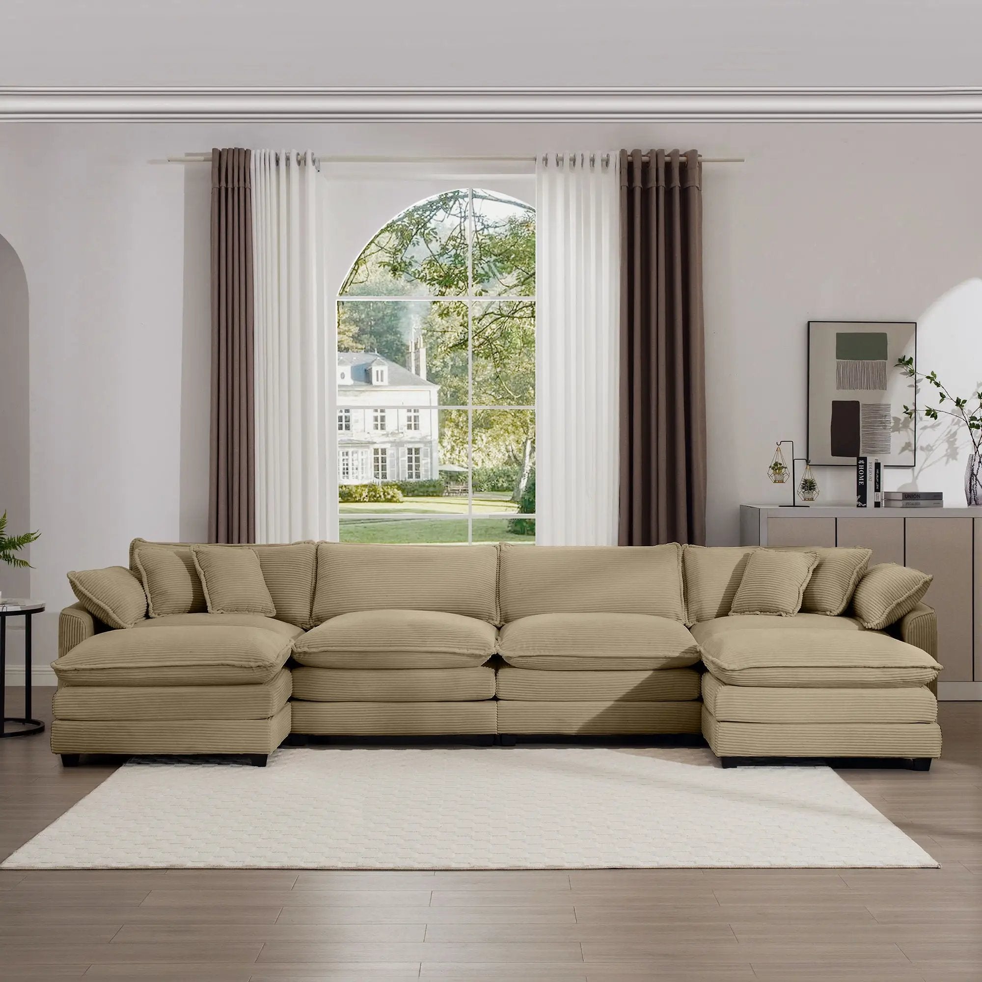 Modern Oversized Modular Cushion Sofa With Ottoman, Low Back, Deep Seating Sofa Set by Unique Piece Furniture