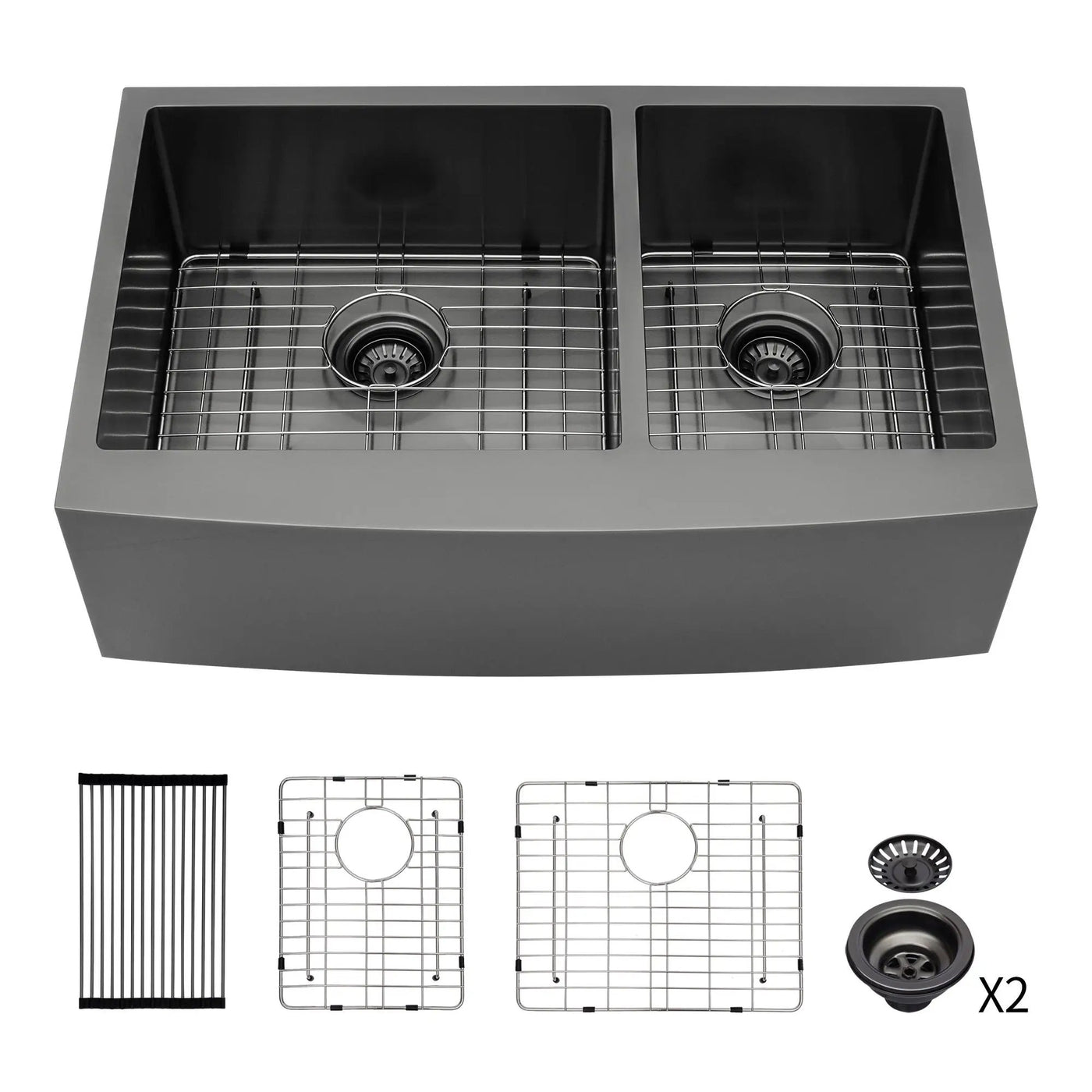Double Bowl Farmhouse Sink, Stainless Steel Apron Front by HouseOfZazla