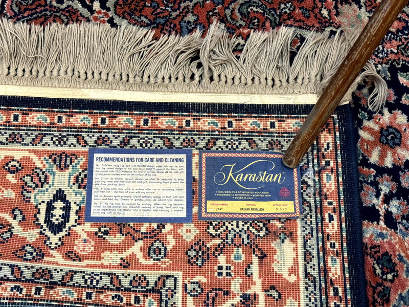Karastan Rug 5.9 x 9, Kashan Medallion #741, Original Collection 700 Series, Discontinued, Wool Pile by Jewel Rugs