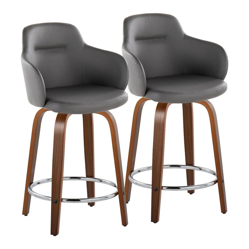 Boyne - Contemporary Fixed Height Counter Stool With Swivel With Round Footrest (Set of 2) by HouseOfZazla