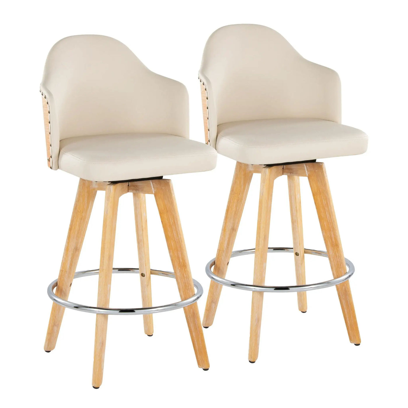 Ahoy - Contemporary Fixed Height Counter Stool & Round Footrest (Set of 2) by HouseOfZazla