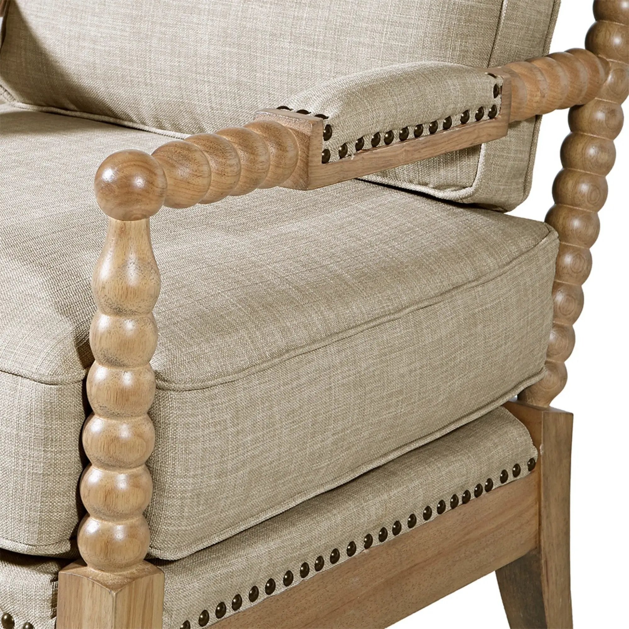 Arm Chair With Open Back Spindle Design, Padded Armrests by Unique Piece Furniture