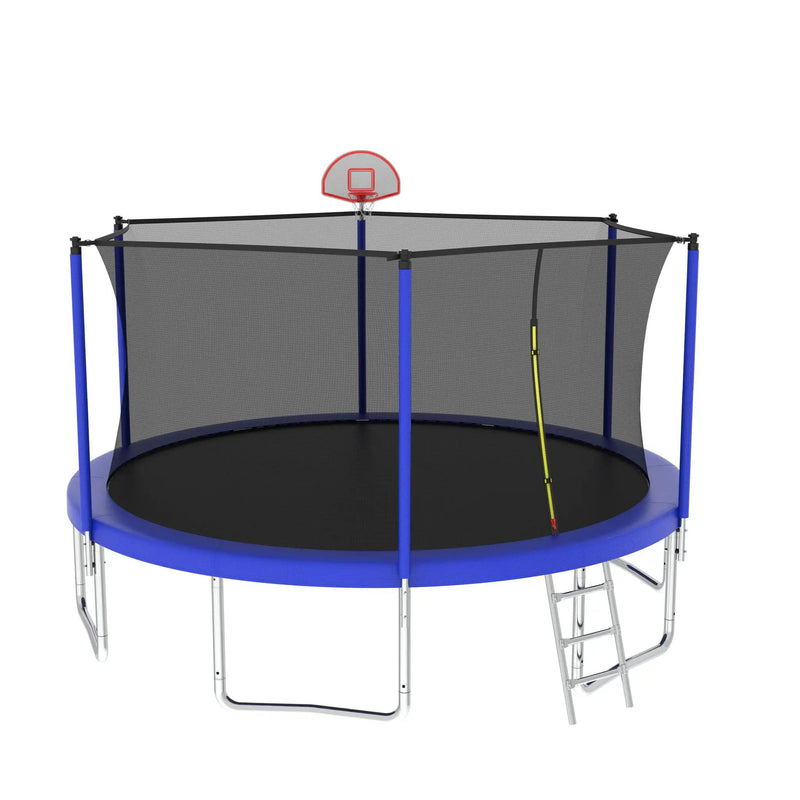 14Ft For Kids Children With Safety Enclosure Net Outdoor Backyards Large Recreational Trampoline - Blue by HouseOfZazla