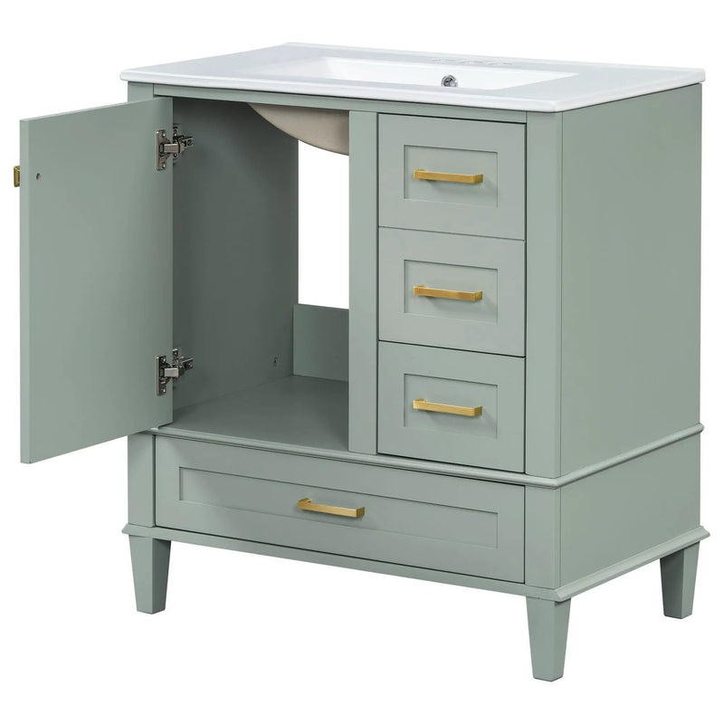 Bathroom Vanity, Modern Bathroom Cabinet With Sink Combo Set, Bathroom Storage Cabinet With A Soft Closing Door And 3 Drawers, Solid Wood Frame by HouseOfZazla