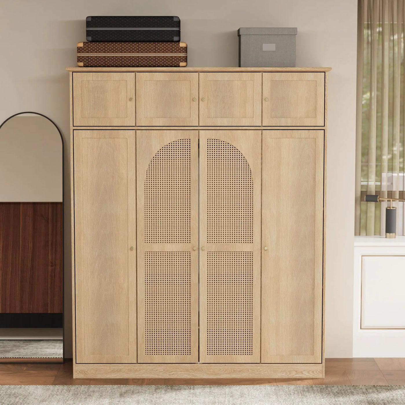 8 Door Armoire Wardrobe With Adjustable Shelves And Hanging Rod by Unique Piece Furniture