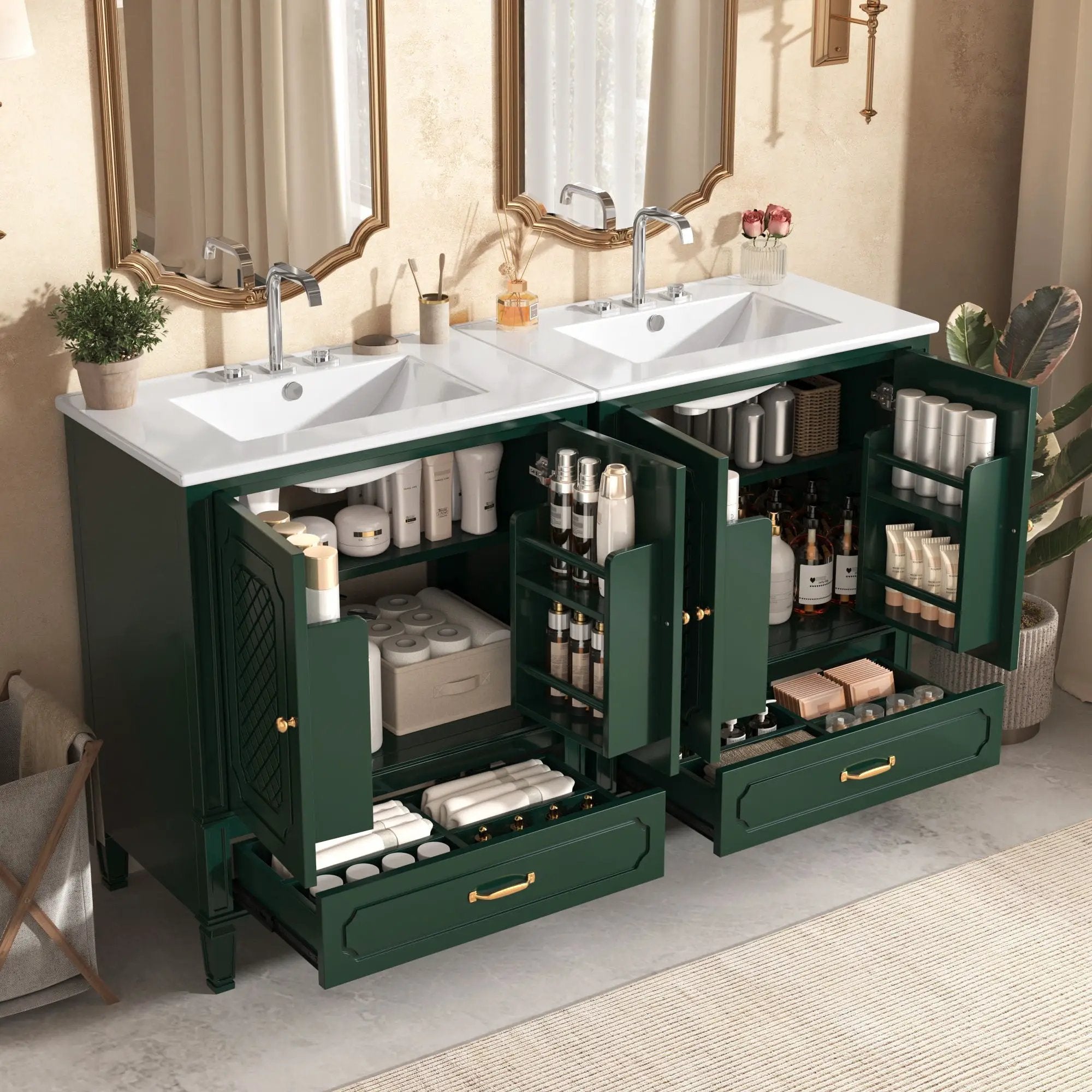 Bathroom Vanity With Sink, Soft Closing Door, Multi Functional Storage by HouseOfZazla