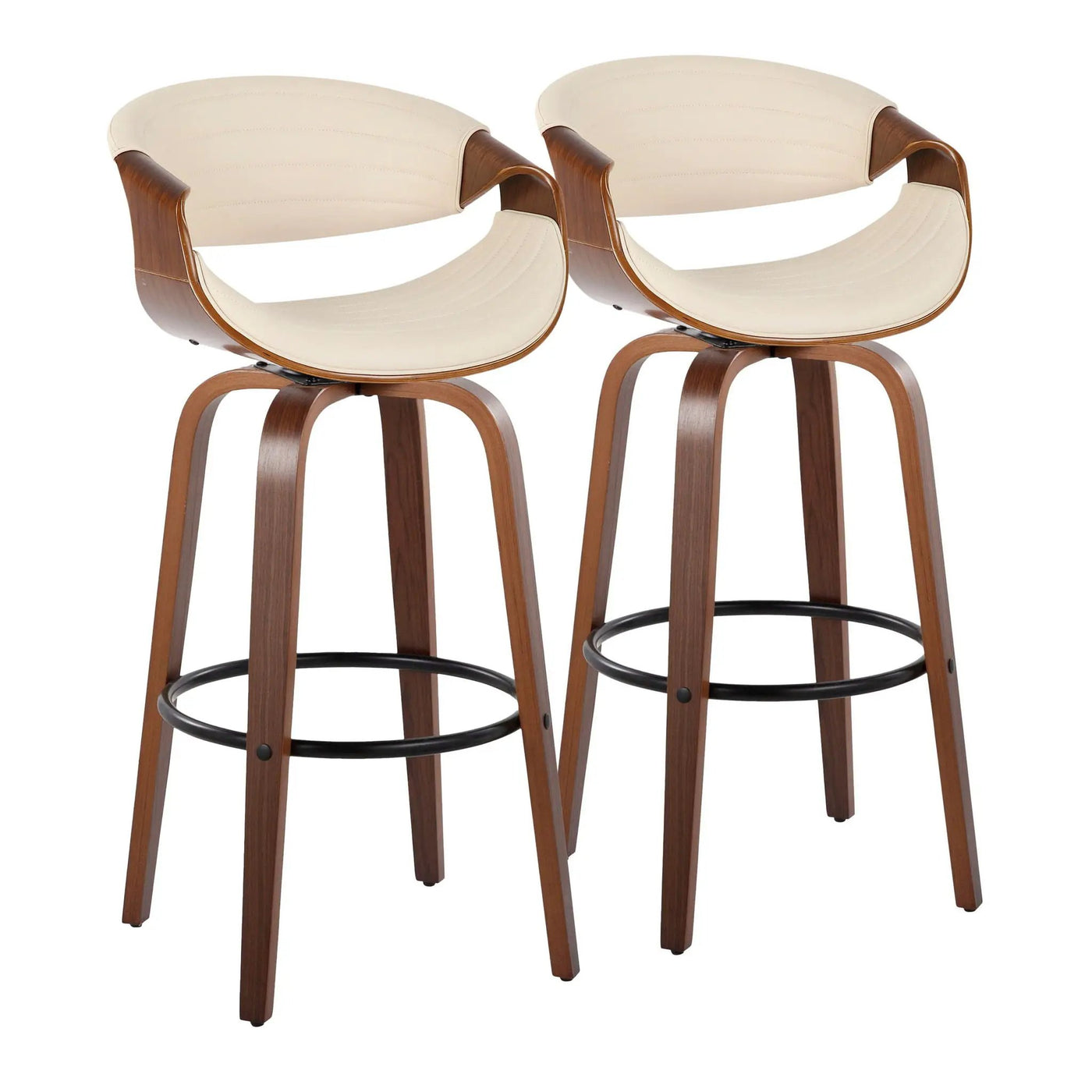 Symphony - Mid Century Modern Fixed Height Barstool With Swivel And Round Footrest (Set of 2) by HouseOfZazla