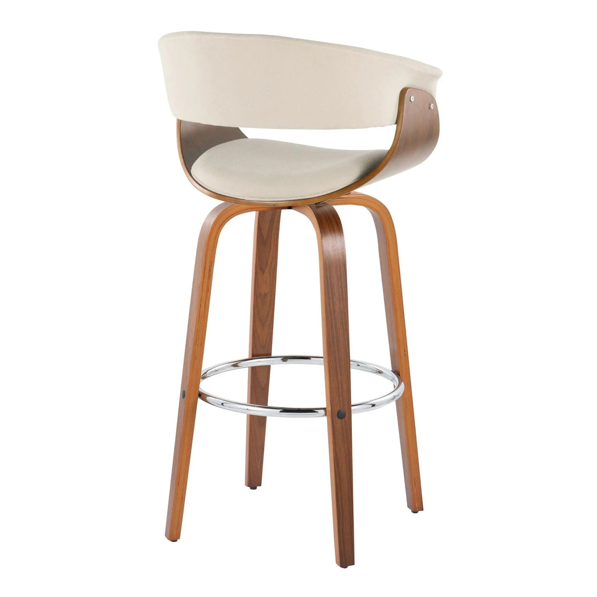Vintage Mod - Mid Century Modern Fixed Height Barstool With Swivel With Round Footrest (Set of 2) by HouseOfZazla