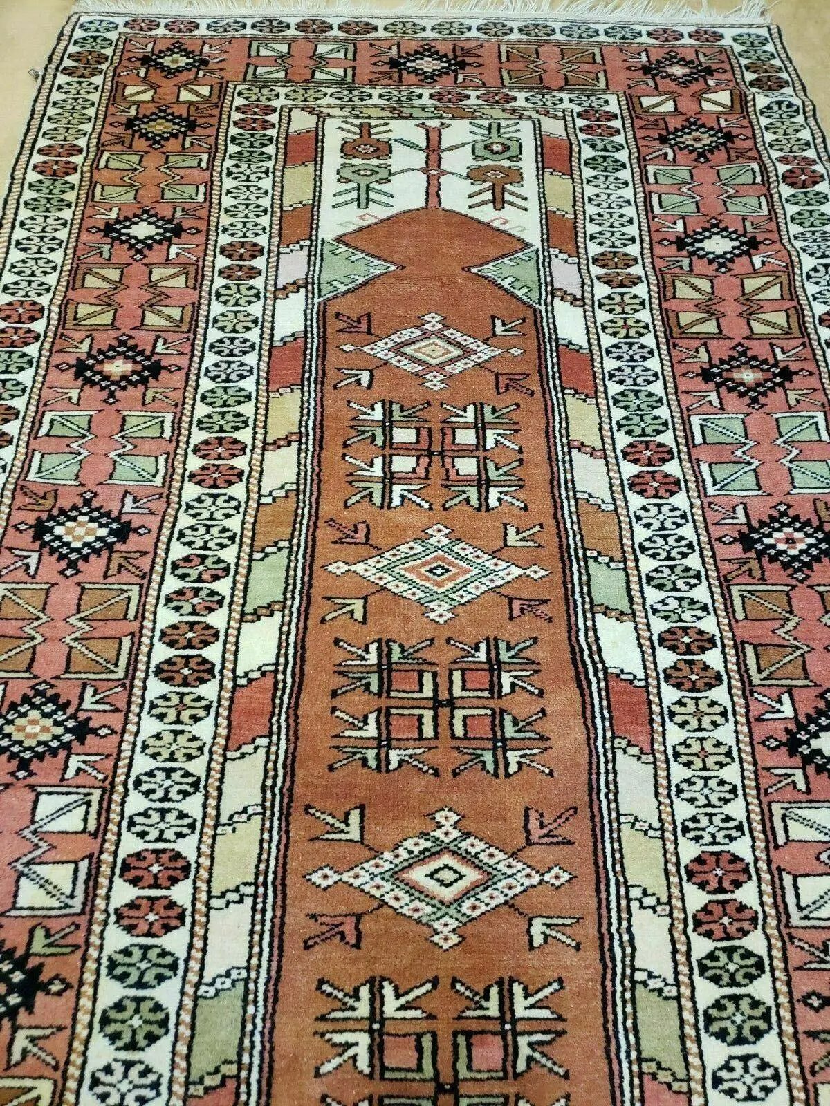 4' X 7' Antique Handmade Turkish Melas Oushak Wool Rug by Jewel Rugs