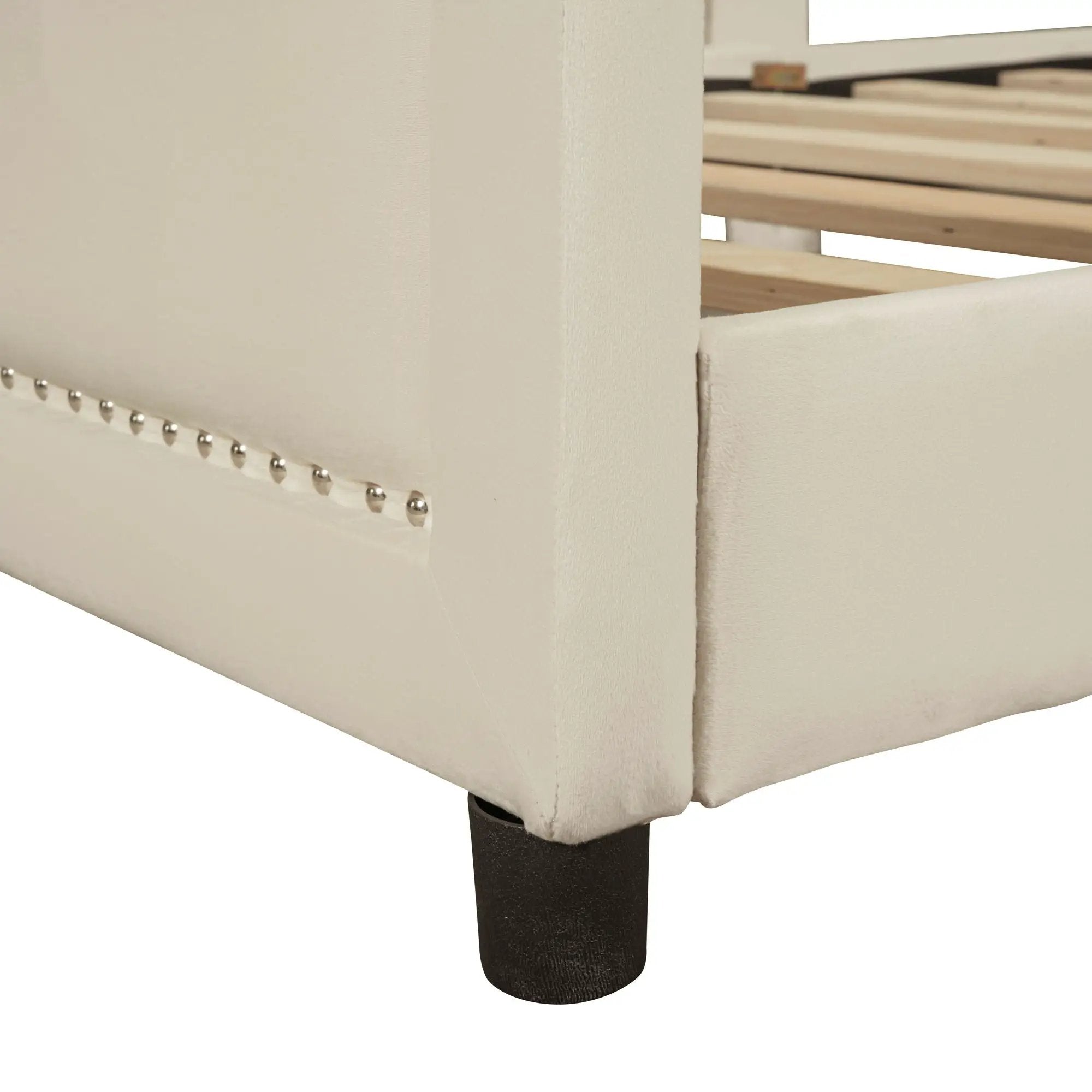 Upholstered Daybed With Classic Stripe Shaped Headboard by HouseOfZazla