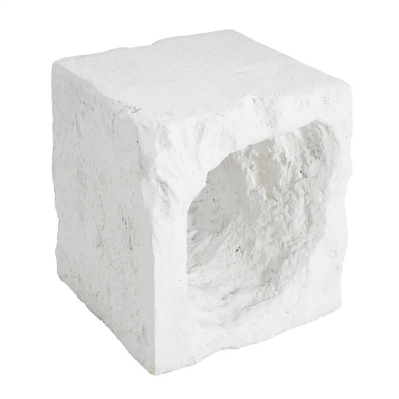 Lyra Outdoor Patio Karst Cave Inspired MGO Side Table White by HouseOfZazla