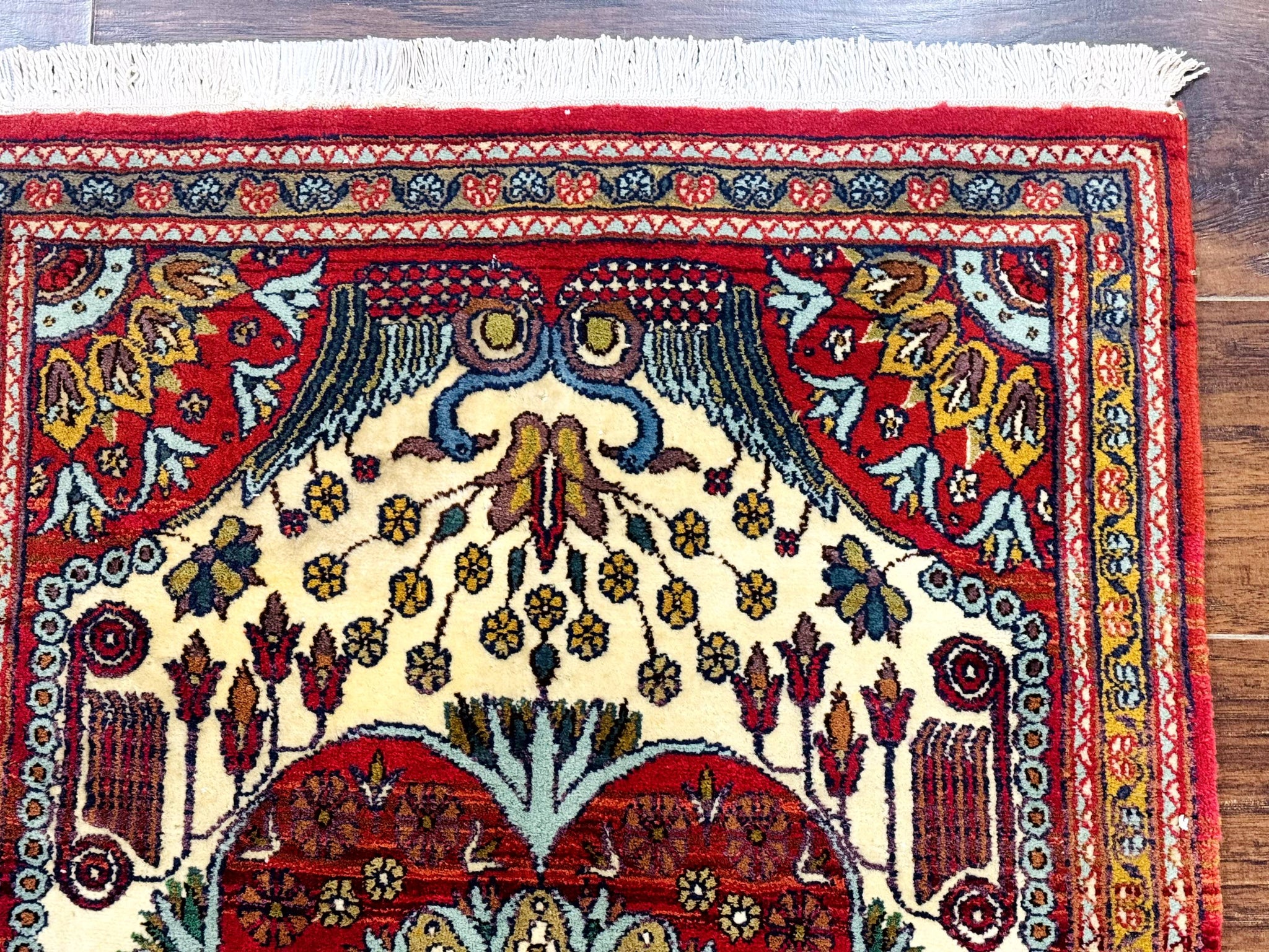 Persian Bijar Rug 2.6 x 4, Antique Carpet, Brick Red and Ivory by Jewel Rugs
