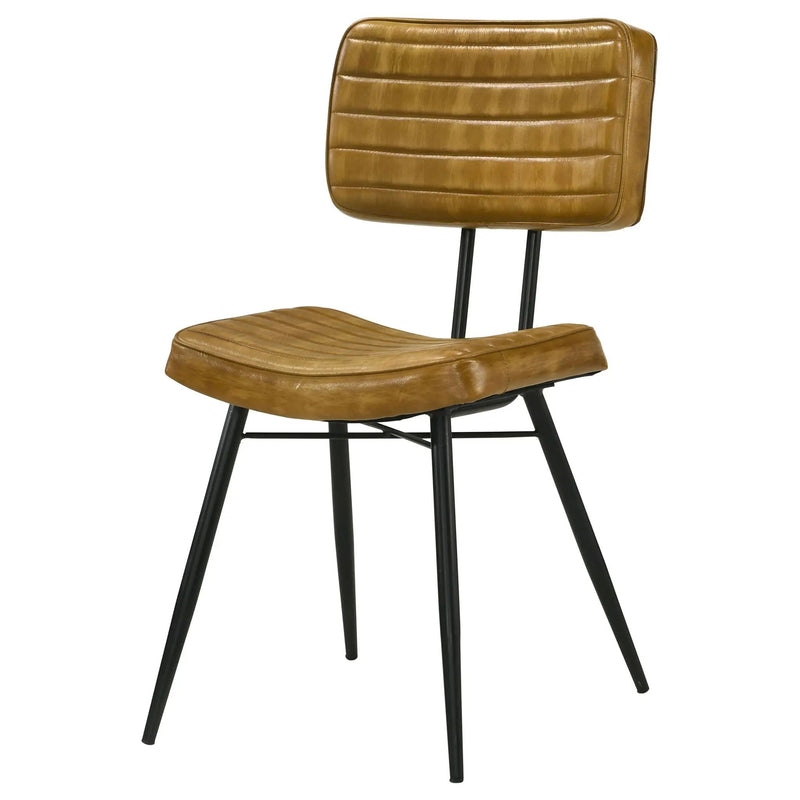 Tufted Side Chairs Upholstery And Tapered Legs (Set of 2) - Camel by HouseOfZazla