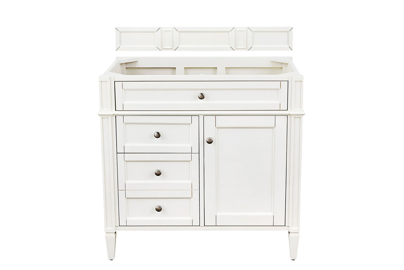 James Martin Brittany 36" Single Bathroom Vanity, Bright White, cabinet without a countertop