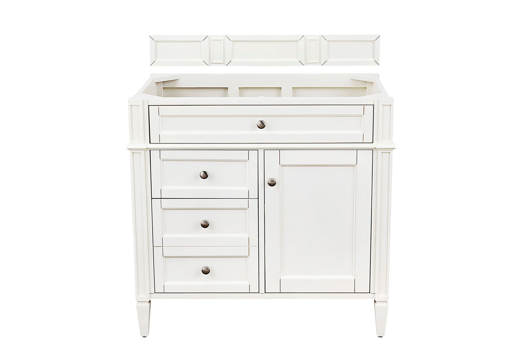 James Martin Brittany 36" Single Bathroom Vanity, Bright White, cabinet without a countertop