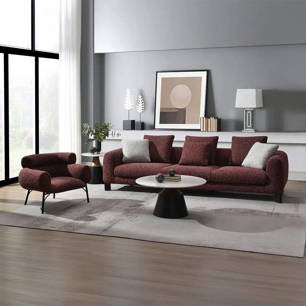 Mardi - Sofa With 6 Pillows - Maroon Tweed by Unique Piece Furniture