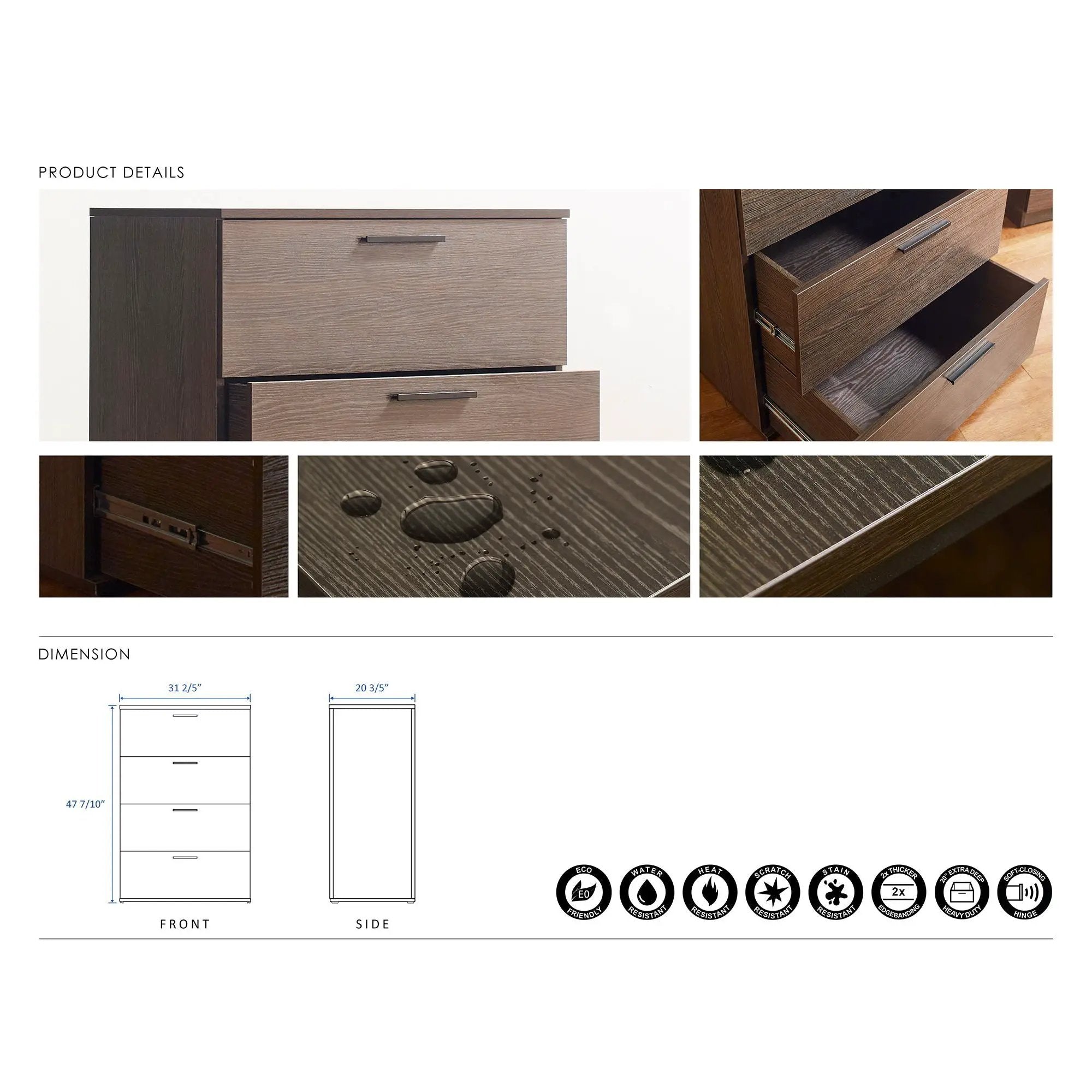 Oliver - Farmhouse Jumbo Chest With 4 Drawer Storage by HouseOfZazla