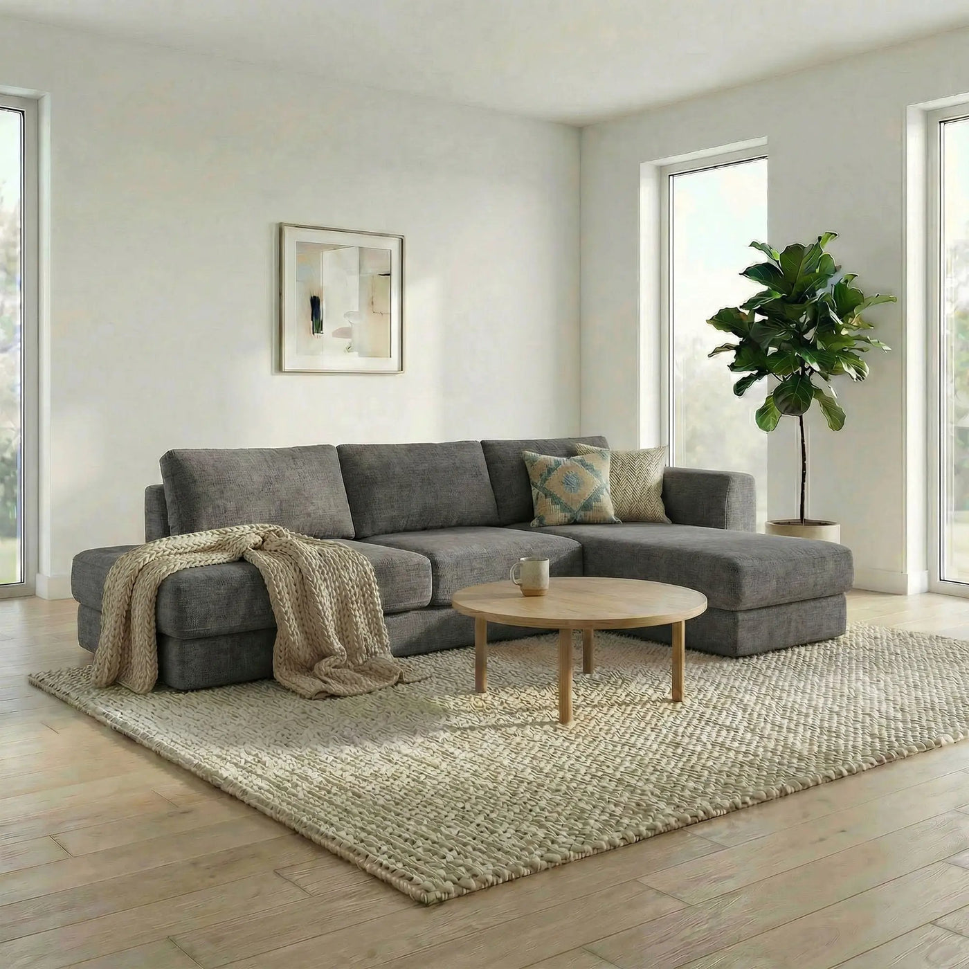 L-Shaped Modular Sofa With Double Layer Cushion by HouseOfZazla