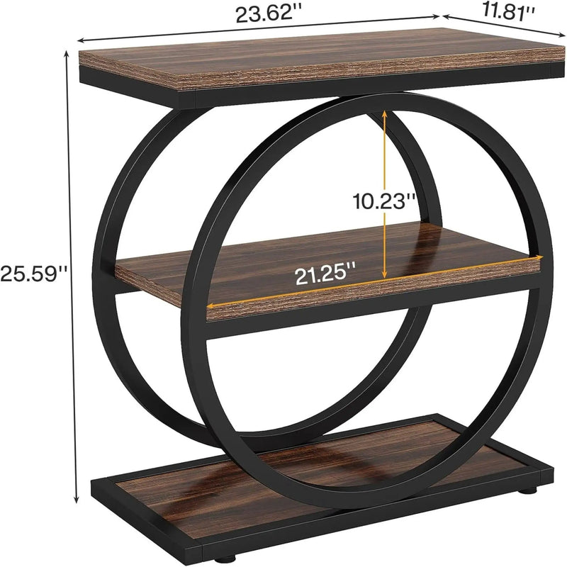 Slim End Tables With 3 Shelves, Compact (Set of 2) - Brown by HouseOfZazla