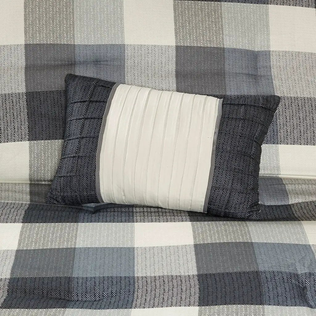 7 Piece Herringbone Comforter Set Grey Cal King by HouseOfZazla