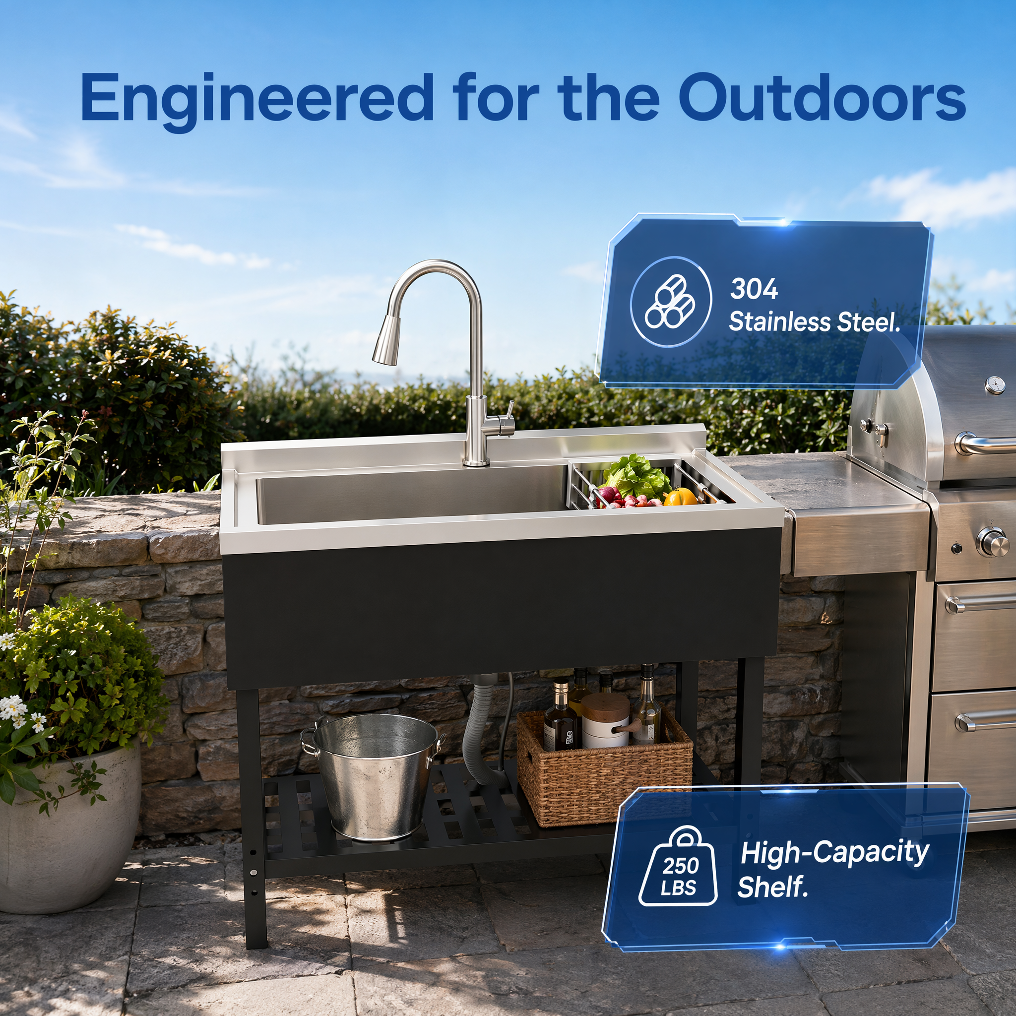 Stainless Steel Utility Sink, Freestanding Sink by HouseOfZazla