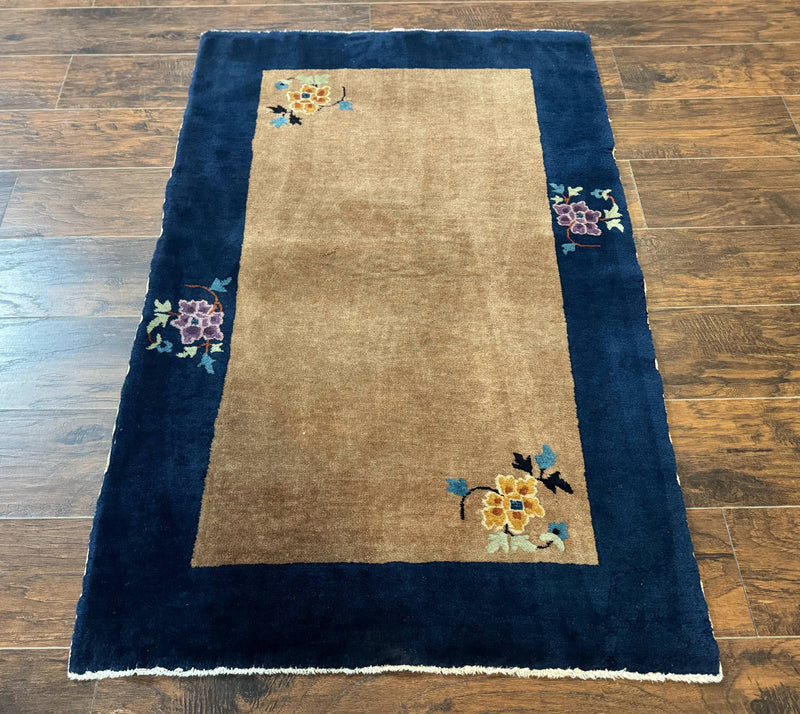 Chinese Rug 3x5, Antique Peking Art Deco Carpet, Simple Design by Jewel Rugs