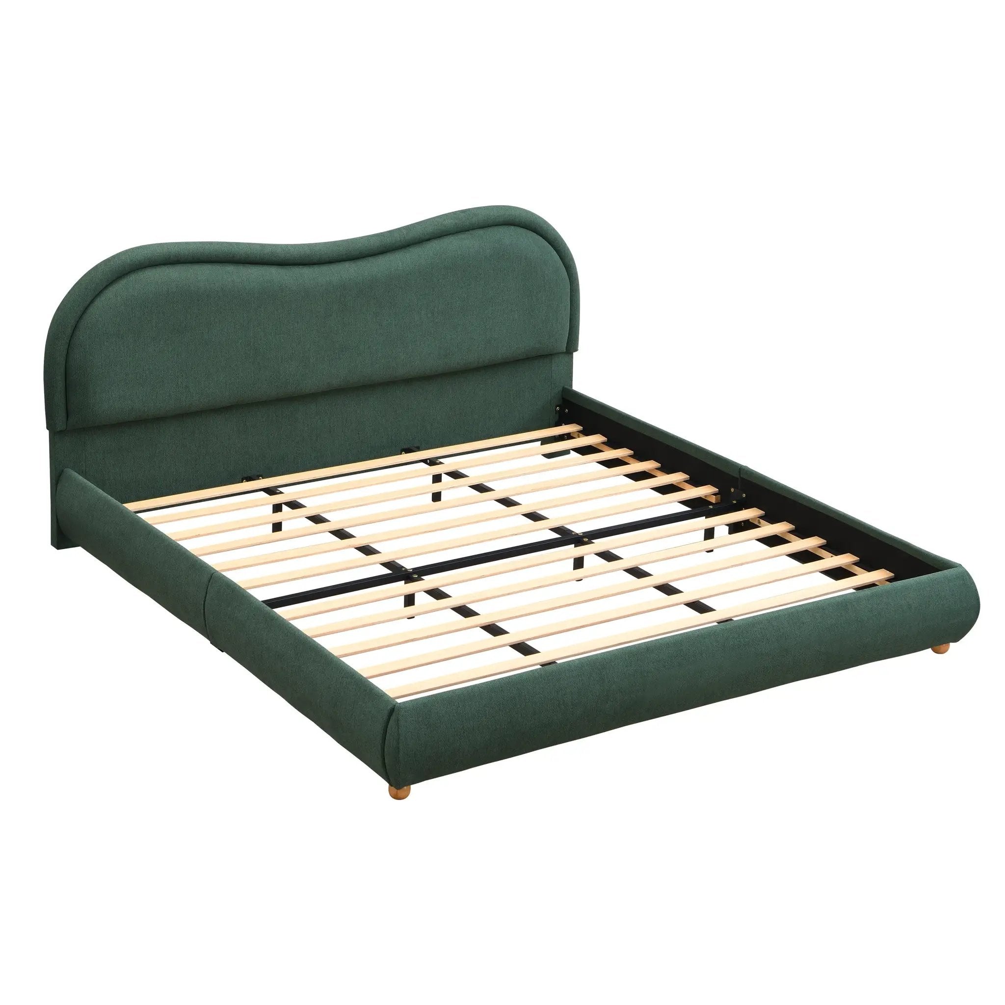 King Size Upholstered Platform Bed Frame with Rounded Corners by HouseOfZazla