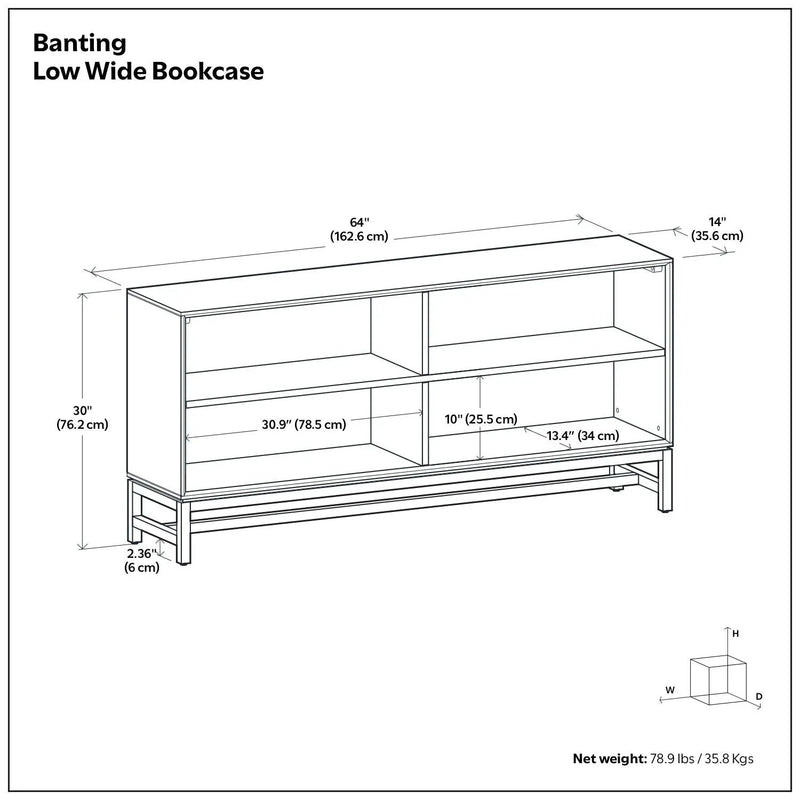 Banting - Low Wide Bookcase - Walnut Brown by HouseOfZazla