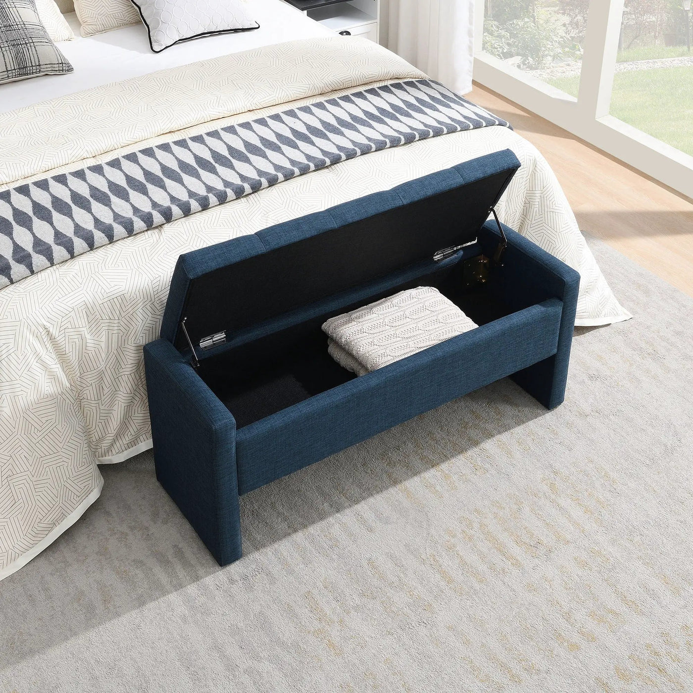 Modern Upholstered Large Bed End Bench With Storage by Unique Piece Furniture