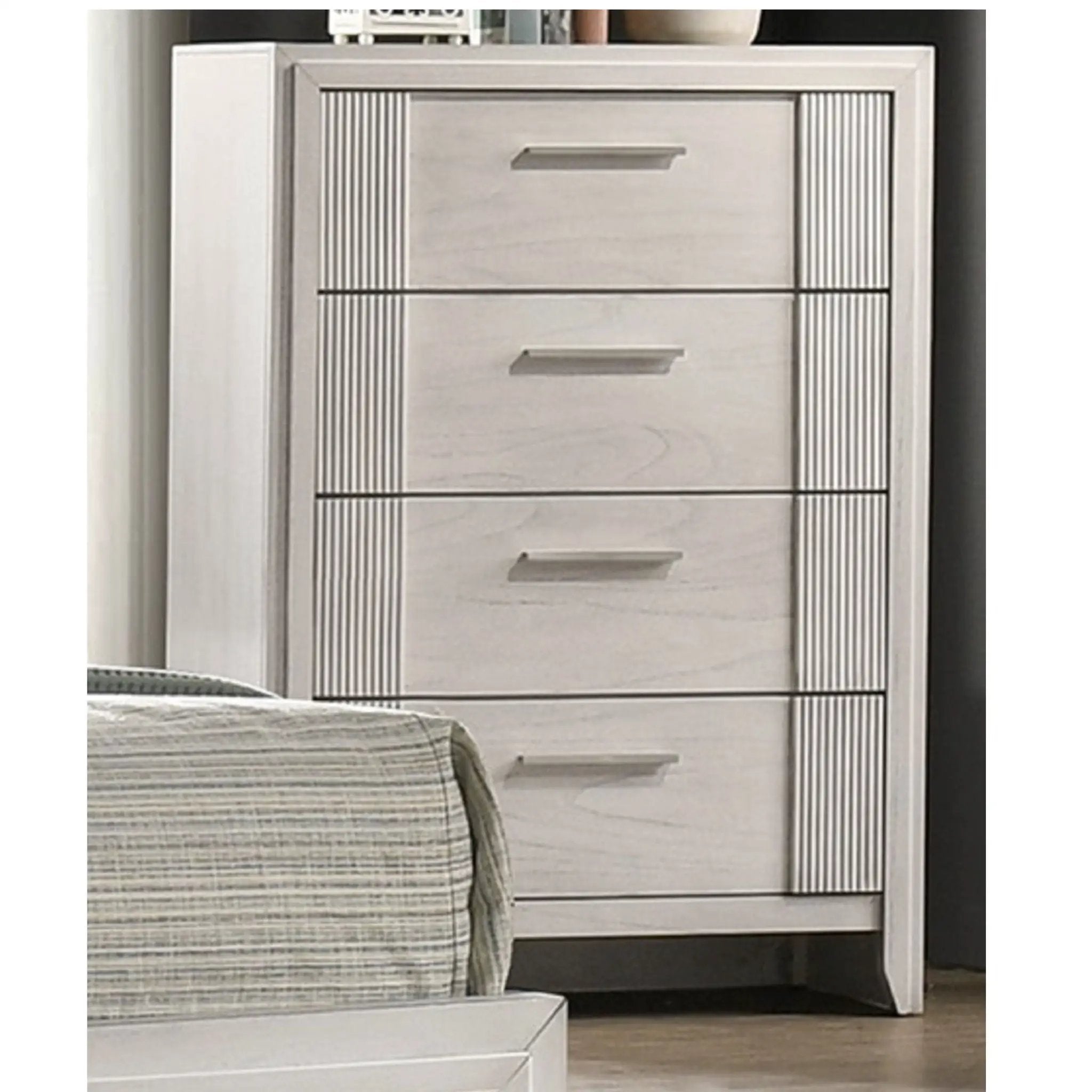 4 Drawer Tall Storage Chest Furniture - White by Unique Piece Furniture