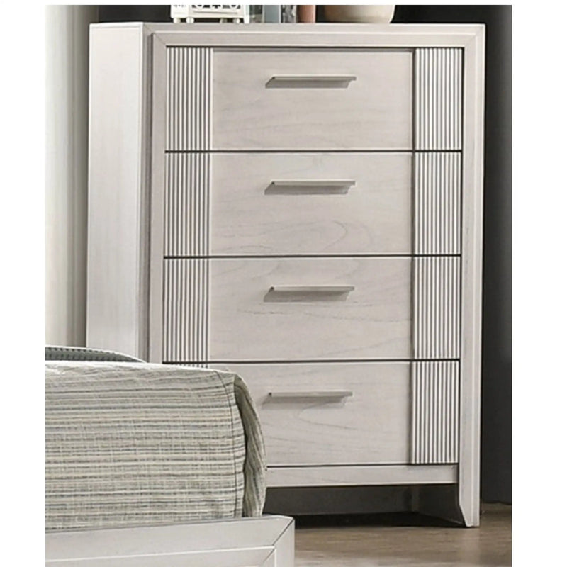 4 Drawer Tall Storage Chest Furniture - White by Unique Piece Furniture