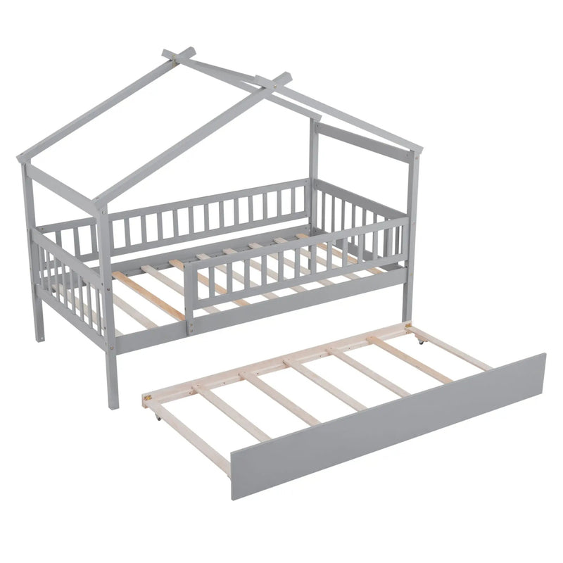 Creativity House Bed With Twin Size Trundle by Unique Piece Furniture